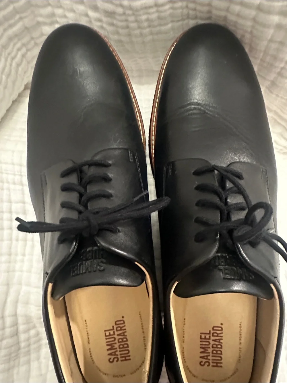 EUC sz15 Men Samuel Hubbard Classic Black Leather Derby Shoes WORN ONCE